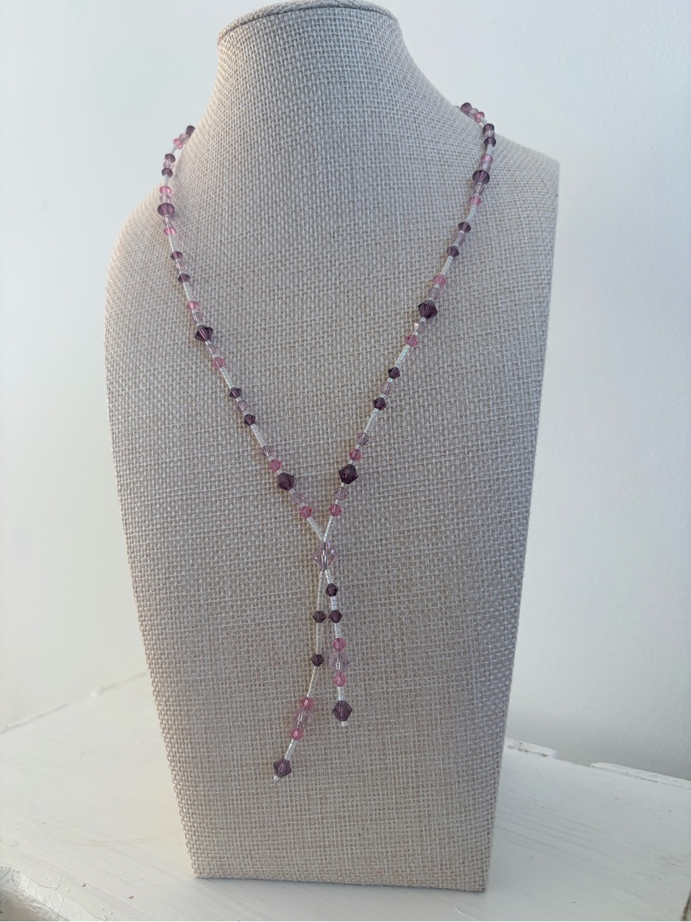 Premier Designs Pink & Purple Beaded Lariat Necklace